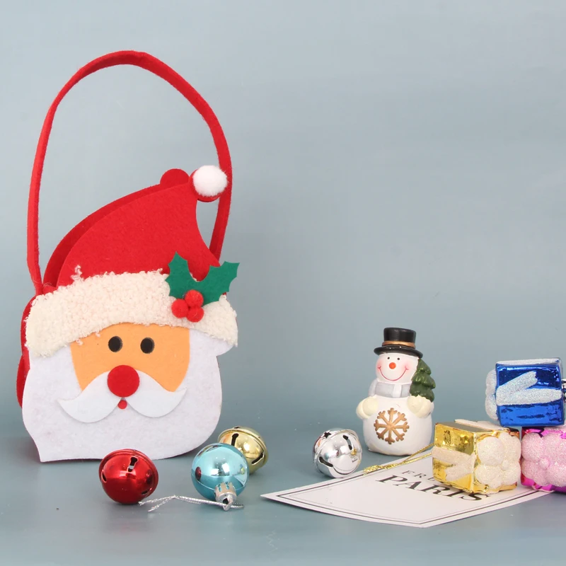 Christmas Cute Santa Claus Felt Caryy Bag With Traditional Color