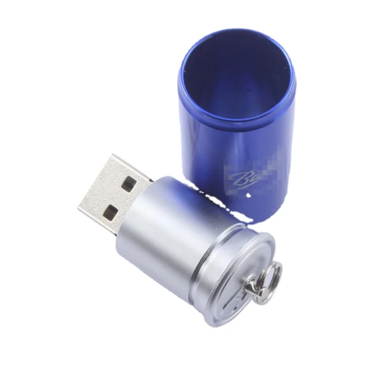 Drinking Promotion Gifts giveaway item Custom OEM Logo Special tin Design 8GB Full Capacity  Metal Can Shape USB Flash Drive