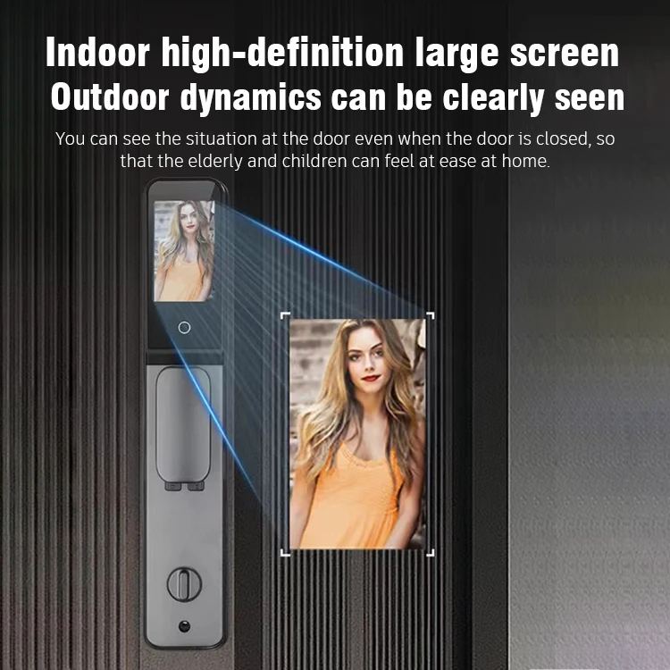 Easloc Electric Automatic Biometric Fingerprint Face Recognition Smart Door Lock Video Voice with Camera