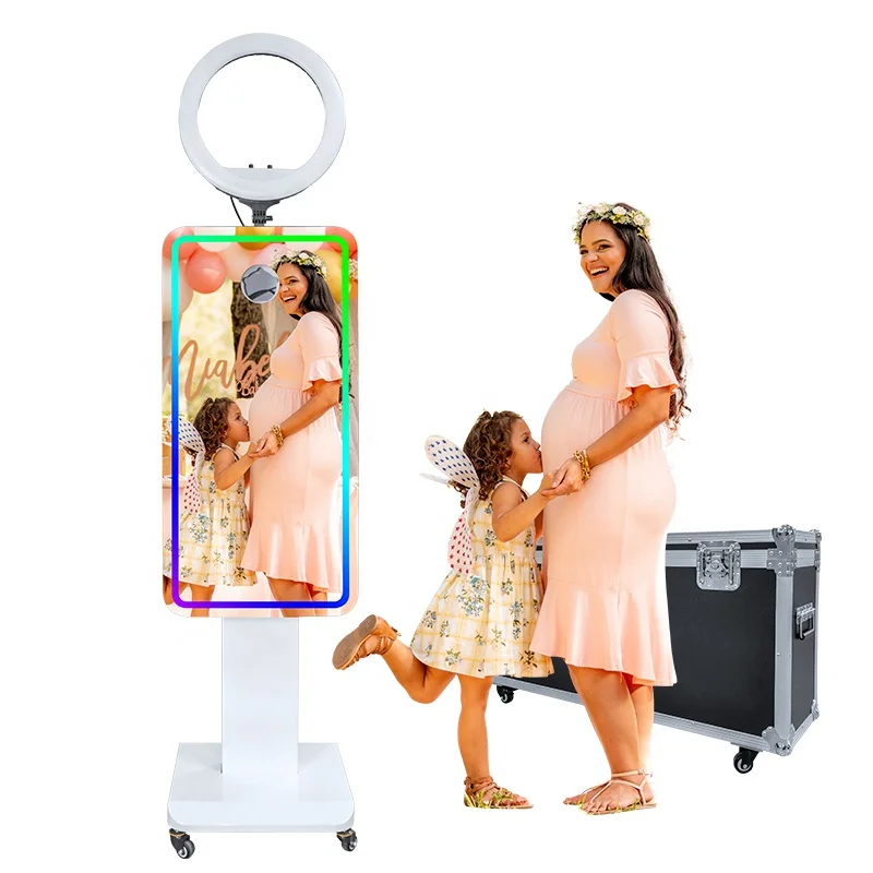 2024 Automatic Selfie DSLR Photo Booth Kiosk Magic Mirror Photo Booth Machine with Printer Camera Option