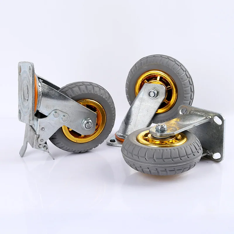 4/5/6/8 inch Solid Rubber caster Trolley Rubber Scaffold Caster Wheels Industrial casters