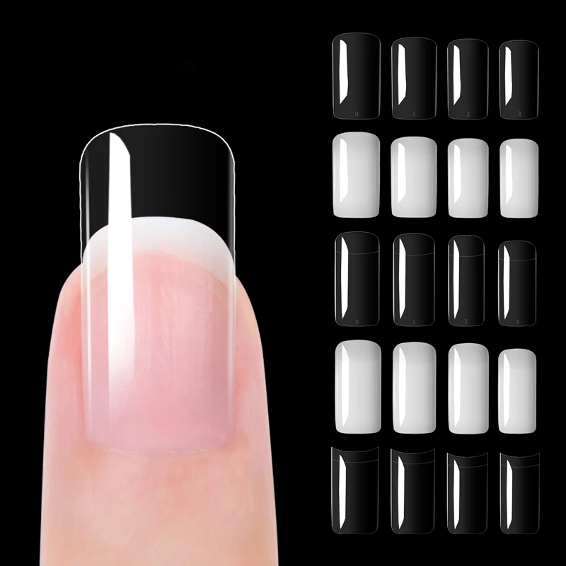 10 kinds size Natural Transparent 100 pieces nail tip with box French Full & Half Cover Fingernail ABS Artificial nails