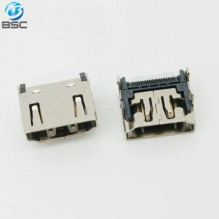 19P Type A Female Right Angle SMT HD-MI High Definition Multimedia Interface Connector for Audio & Video Data Transmission