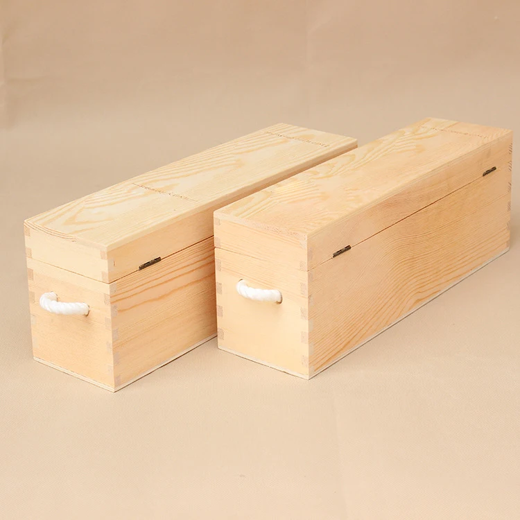 wholesale custom gift cheap wooden wine boxes single bottle wine box Portable Custom Size Wooden Wine Packaging Box
