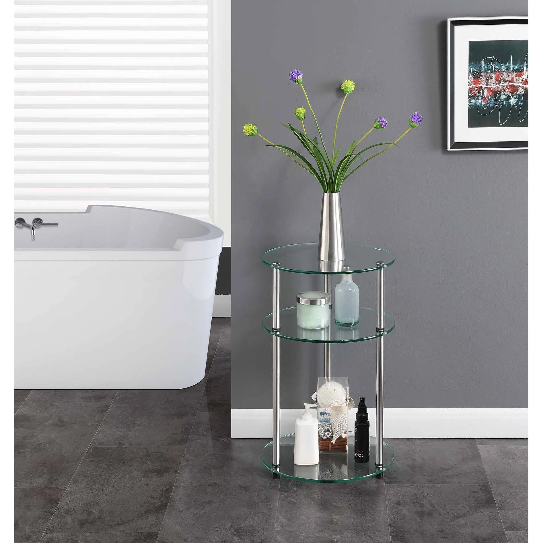 Modern saving three-layer glass small side table tea table sofa bedroom head of bed