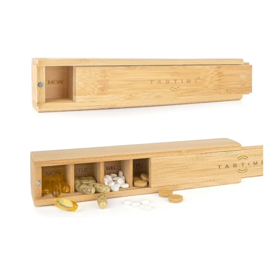 2024 Bamboo Vitamins  7 Day Tablet Organizer Weekly Pill Box