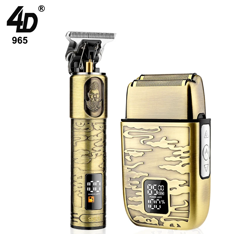 4D 965 Vintage Professinal Mens Hair Clipper Beard Grooming Set Retro Electric Barber Machine Hair Trimmers Stainless Steel