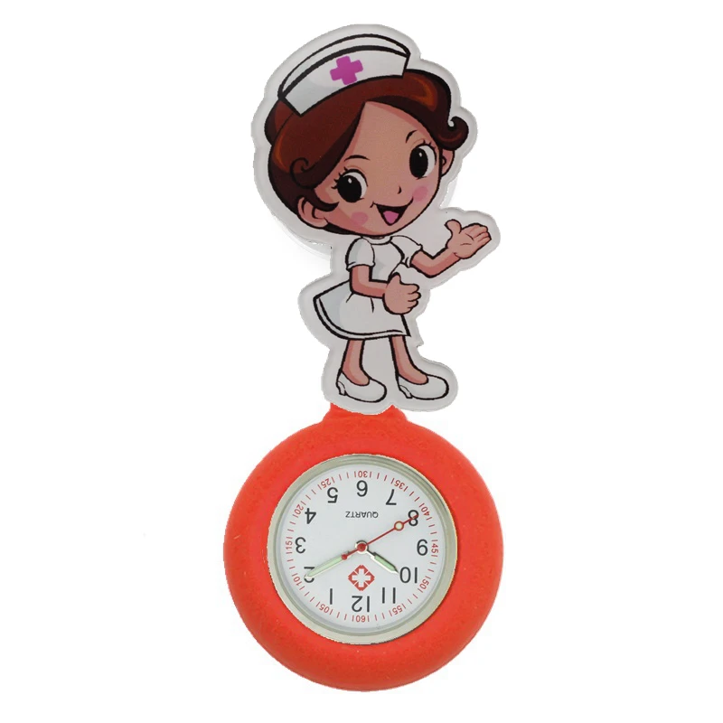 Warm welcome polite cartoon nurse doctor women ladies female pocket watches hospital Stretchable hang badge medical gift watch