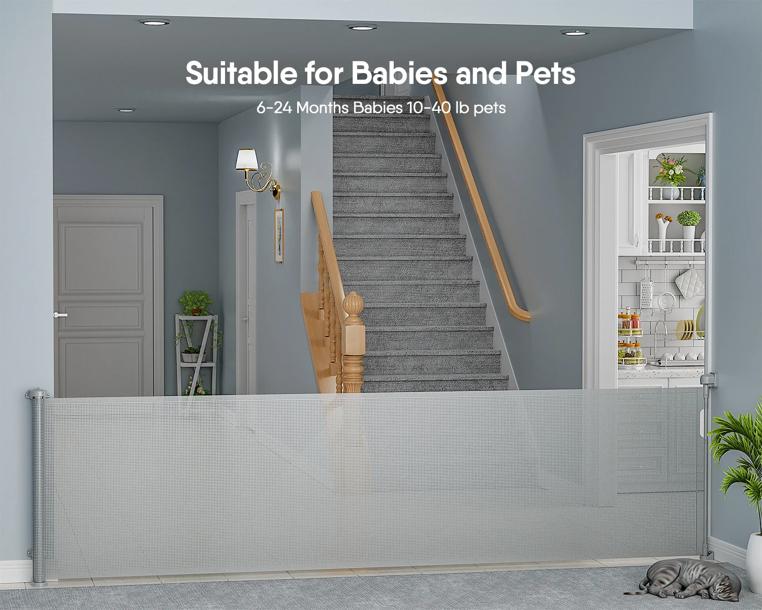ASTM Test new hot - selling widened white retractable baby pet door Safety Door Double lock Steel baby play fence door