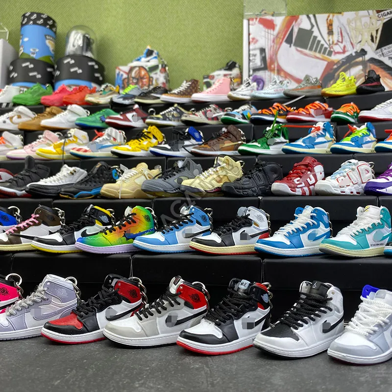 
fashion high quality promo Gift with box basketball keyring designer printed AJ 1 mini shoe 3d jordan sneaker keychain 