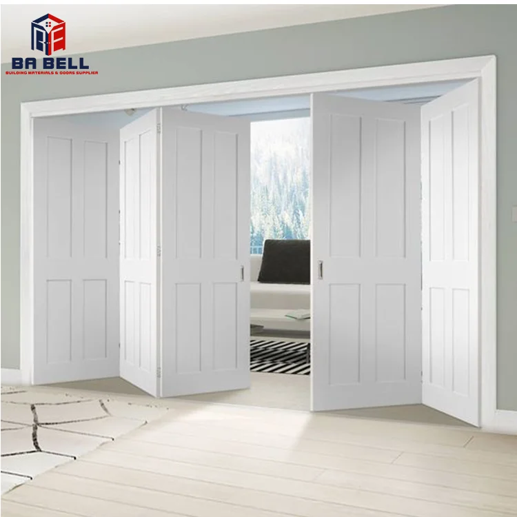 French white interior inside  partition mdf accordion doors  wooden glass sliding folding door
