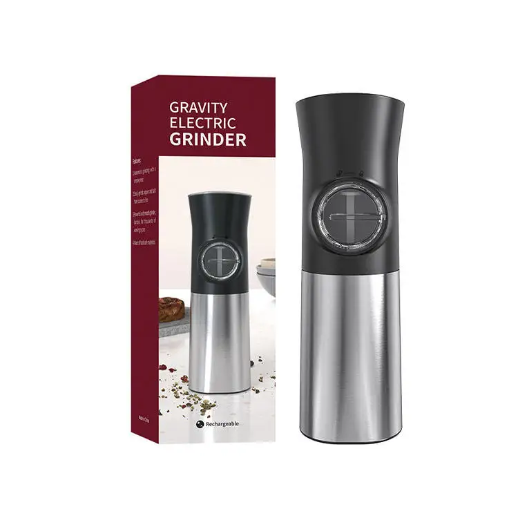 Kitchen Accessories Gadgets Electric Gravity Battery Powered Salt and Pepper Grinder Set Mills with LED Light