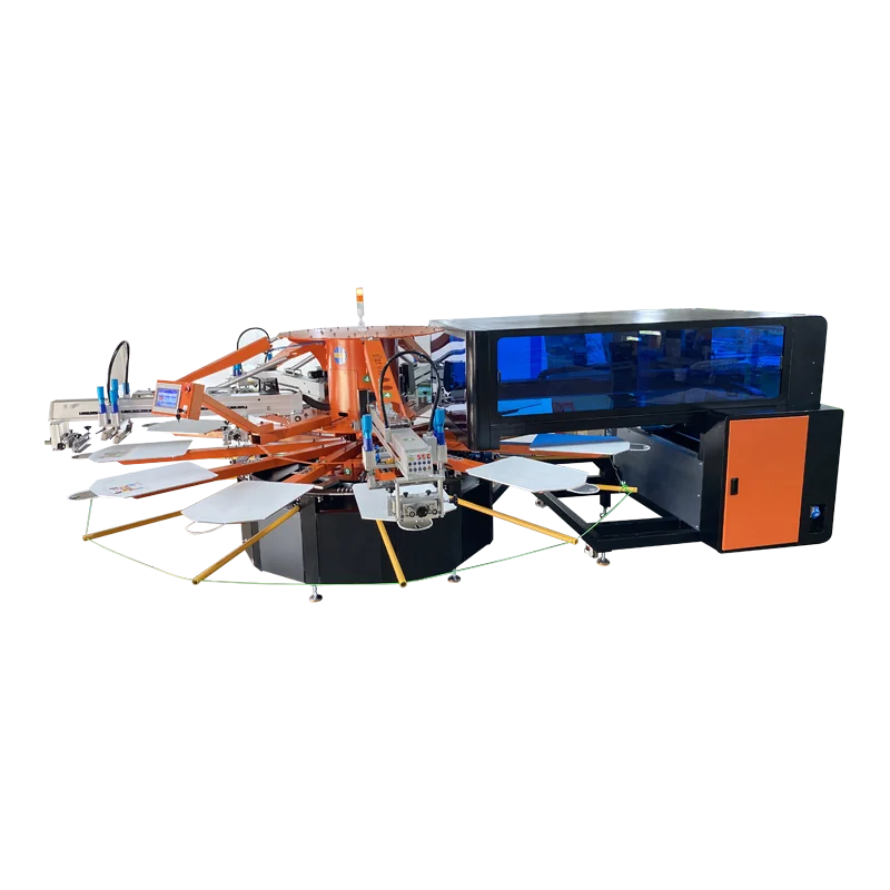 4 color 12 station Hybrid Digital Automatic T-shirt Silk Screen Printer With 4pcs Auto IR Flash dryer with Sensor
