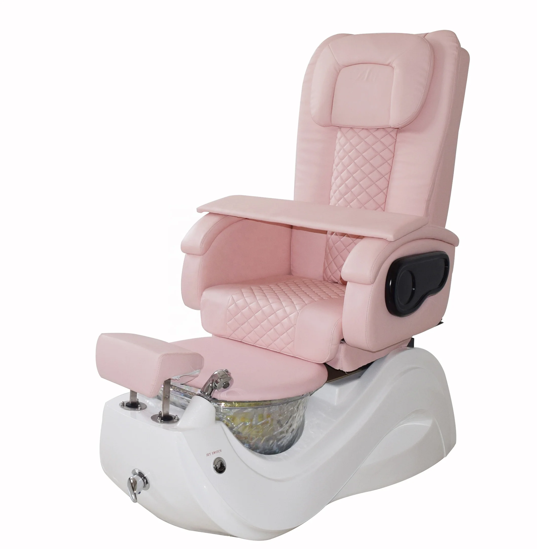 New Design Hot Sale Pipeless pink Color Luxury Pedicure Spa Chair with Back Massage for Nail Salon 2024