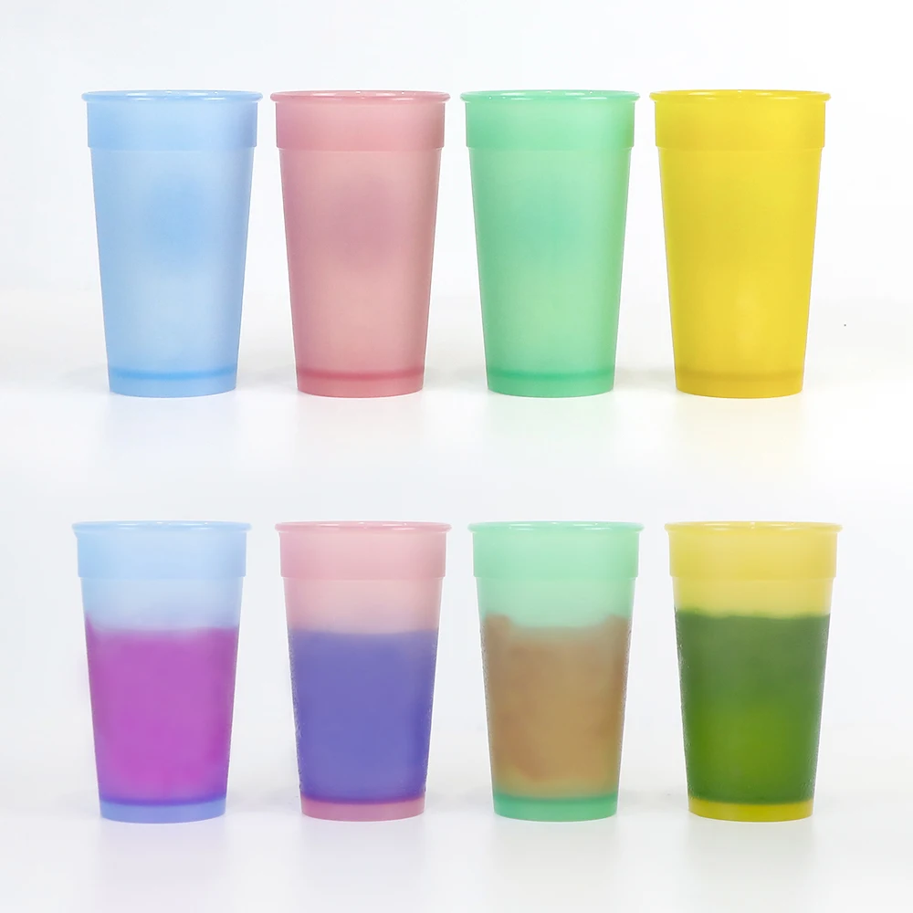 
Wholesale Custom Logo Color Changing plastic cup 10oz 300ml with lids and straw 