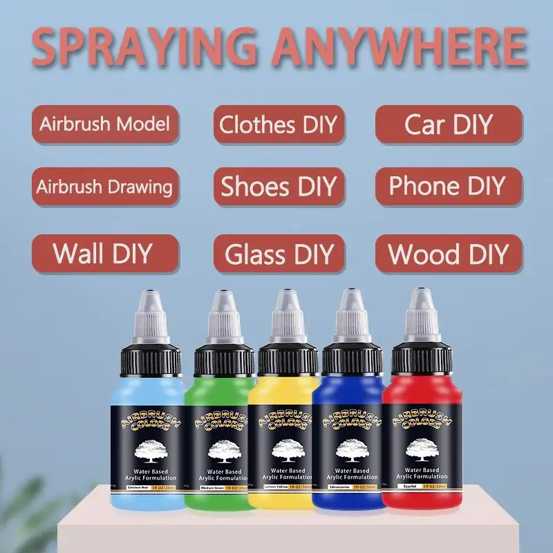 LinhaivetA Acrylic Airbrush Paint Wood Glass Leather Waterbased Air Brush Color