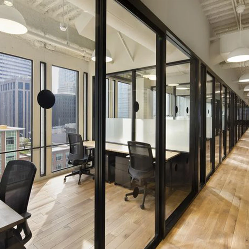 Aluminium Framed Room Divider Glass Partition Wall No Screws For Bathroom Office