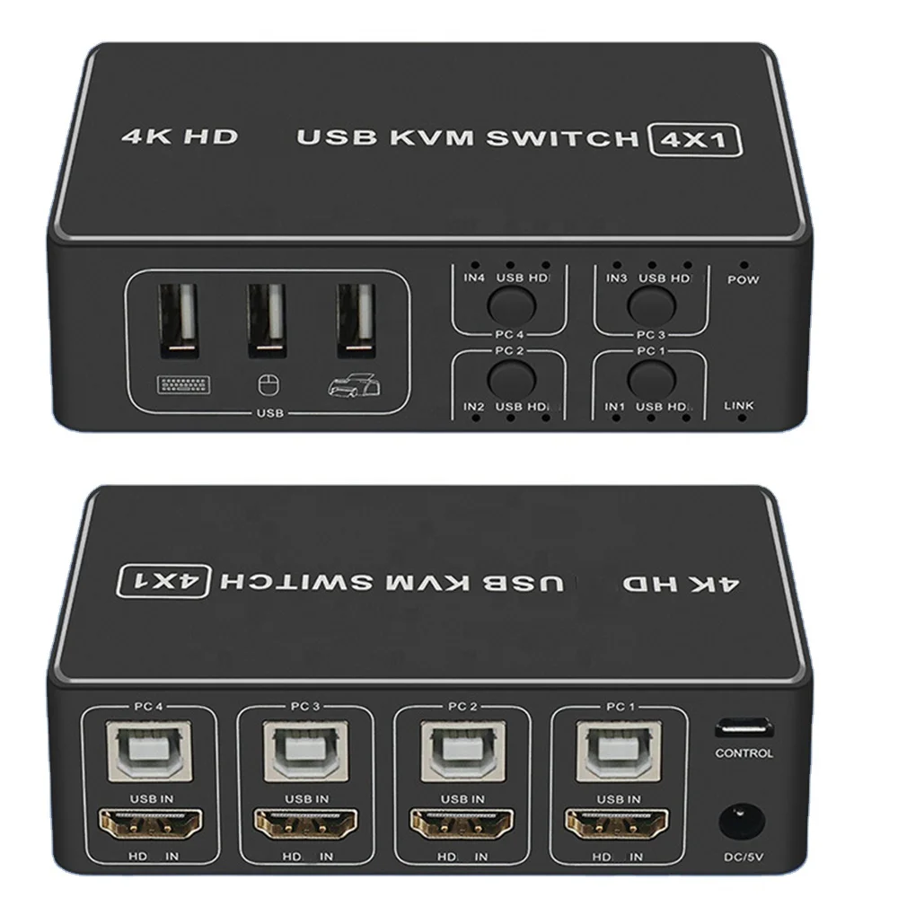  4K USB KVM переключатель коробка 4 порта HDim-совместимый консоль концентратор для ПК клавиатуры мыши (для интерфейса