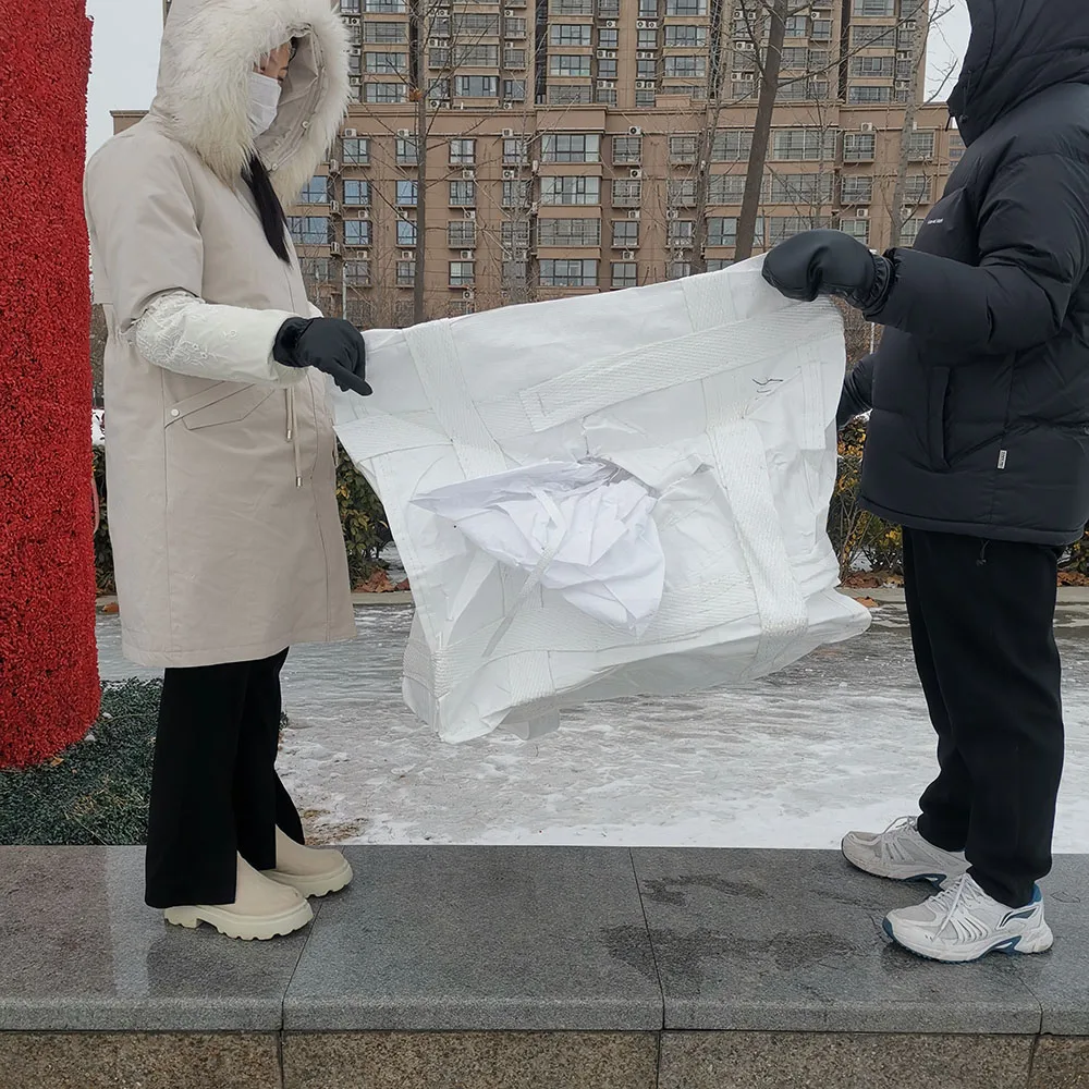 Jumbo Bag Big Bags Scrap Pp 500 1000kgs Top White Skirt Cross Flat Color Printing Feature Weight Bottom Loop Safety Material