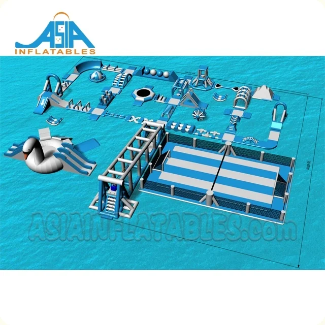 Giant Inflatable Floating Water Park Equipment , Inflatable Water Sport Games Island For Kids And Adult