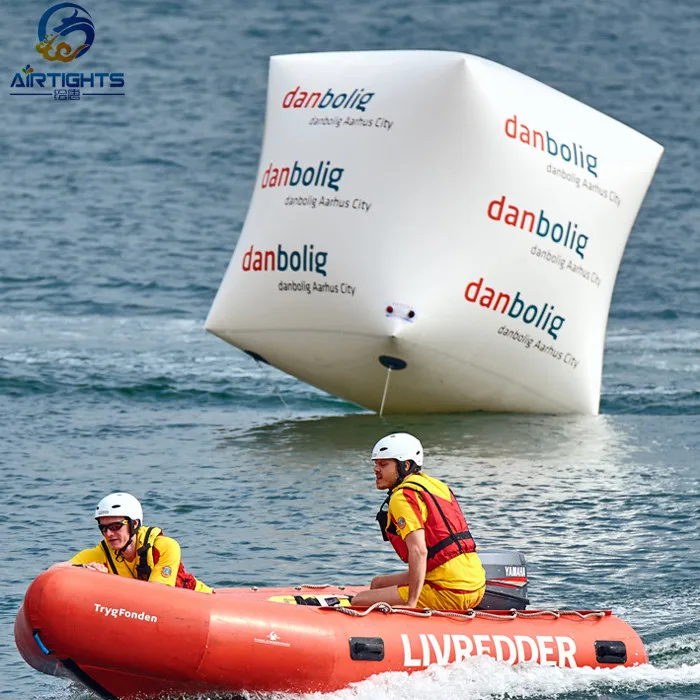 Custom Logo Printing Durable Big Cube Inflatable Water Sports Buoy