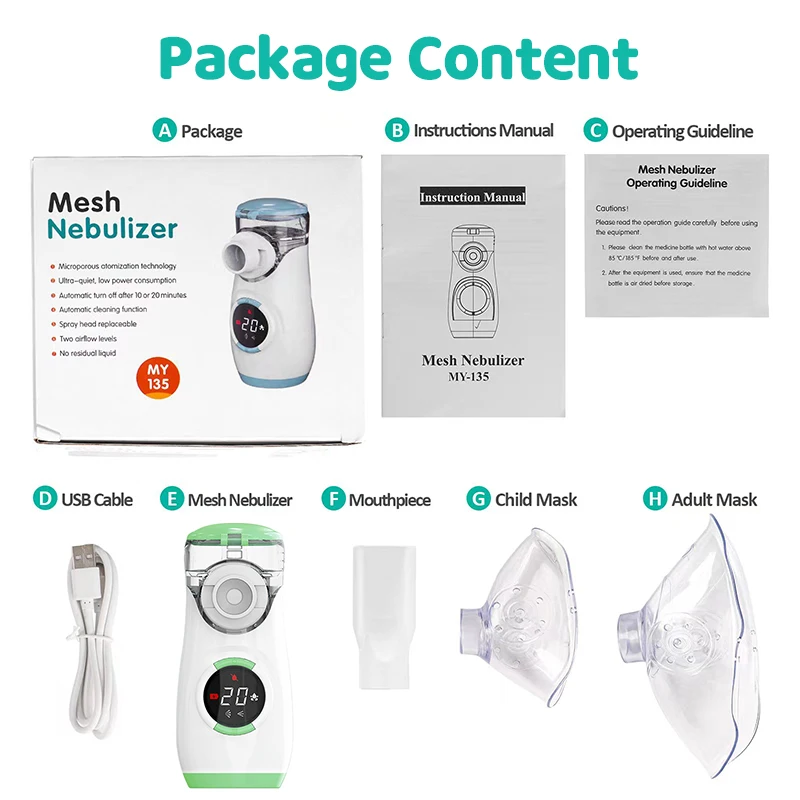 Fitconn Smart LCD Screen Display Nebulizador machine Kit Inhaler Child Adult Portable Mini Mesh Nebulizer