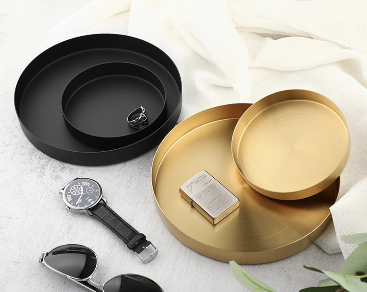 High Quality Gold Stainless Steel Round Jewelry and Make Candle Plate Decorative Tray