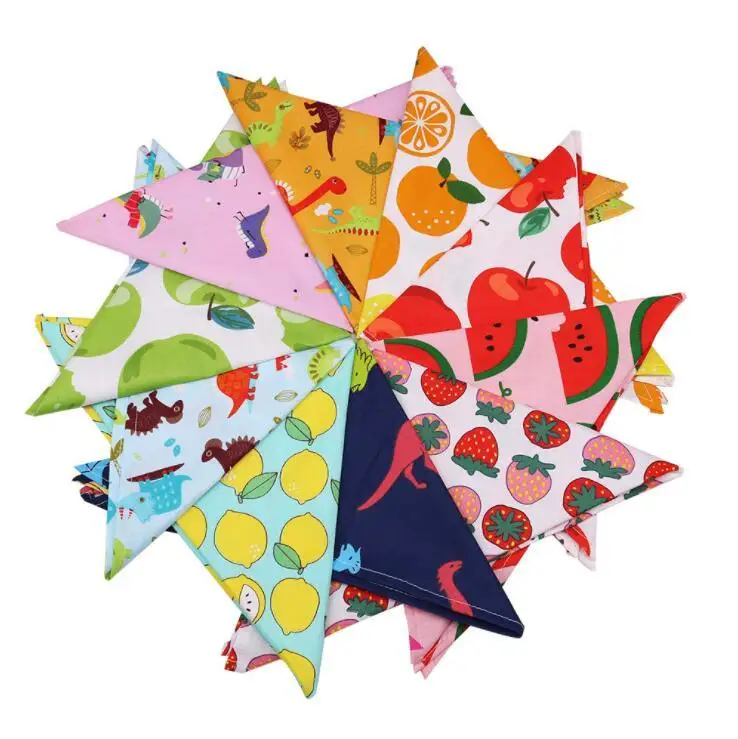 Dinosaur Pattern Fabric Kerchief Collar Scarfs Pet Bibs Reversible Animals Design Dog Bandana
