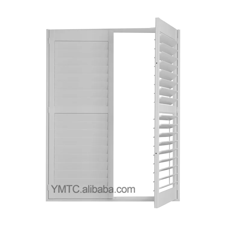 Luxury Home Decor Plantation Shutters Sound Proof Fire Rated Pvc Plastic Horizontal Ventilation Sliding Shutter Doors