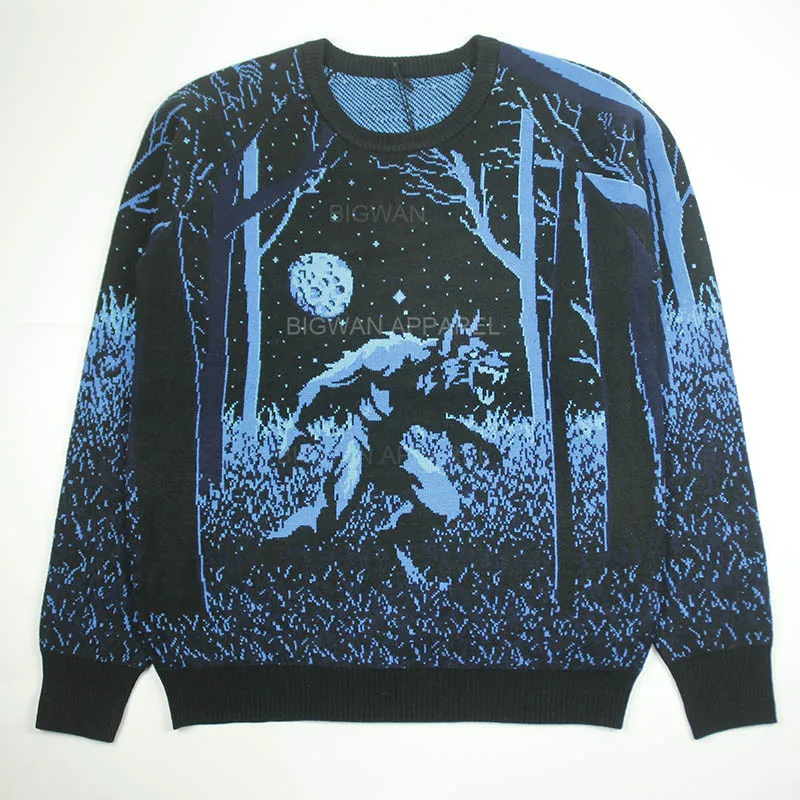 China Knitwear Manufacturers Mens Cotton Jacquard Knit Sweater Custom