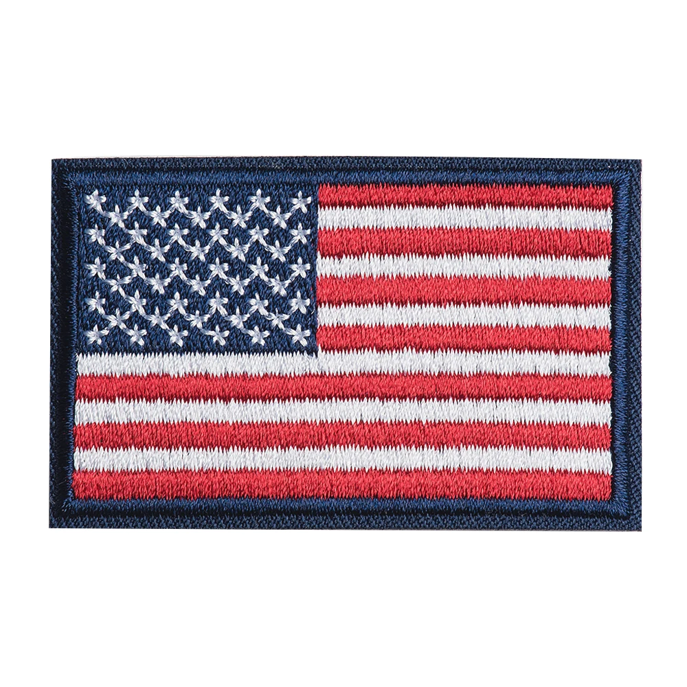Wholesale In Stock Embroidered Custom Logo Patches Badge American USA Flag Embroidery Patch