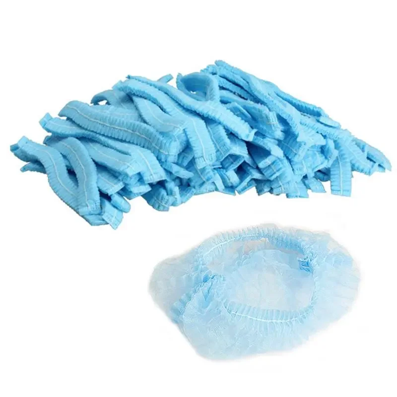 Cheap Customized Non Woven Clip Cap  Elastic Cleanroom Industrial Mob Caps Hair Net Disposable Stripe Bouffant Clip Caps