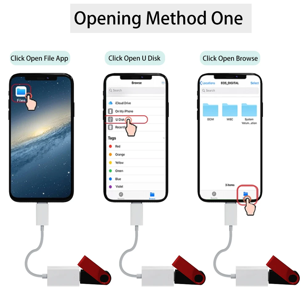 Lighting OTG 8 Pin to USB Female Data Sync Cable Compatible with iPhone