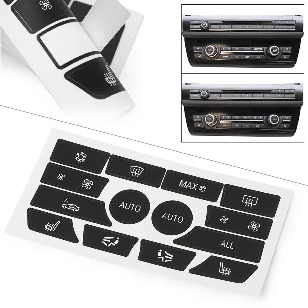 Dash AC Climate Control Button Stickers Decals Repair Kit For BMW 5 Series 520i 528i 535i 535d 550i 2009-2015 Car Accessories