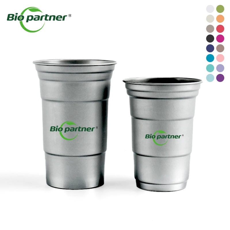 Custom Colored Party Cup Disposable Aluminum Drinking Cup Tumbler Beer Metal Tumbler Reusable Aluminum Cup