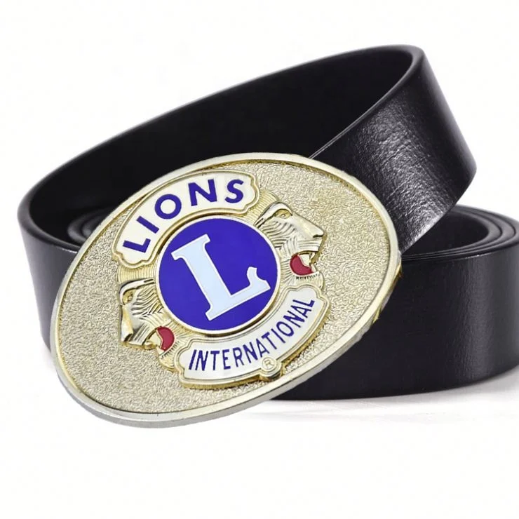 Custom black belt buckle enamel leather name belt 40mm 50mm metal Lion buckle