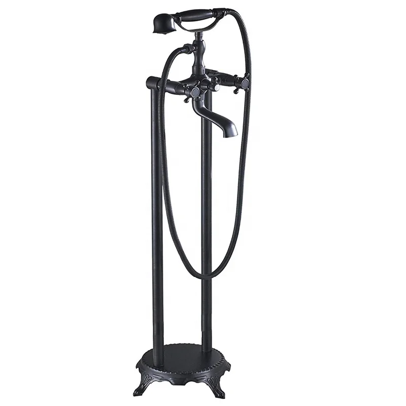 
Floor Mounted Black Bronze Bathroom Tub Sink Faucet Bathtub Mixer Faucet Dual Handle Free Standing Claw Foot Tub Mixer Faucet 