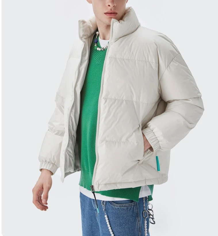 wholesale white zip up fleece jacket duck down winter jacket men down coat puffer