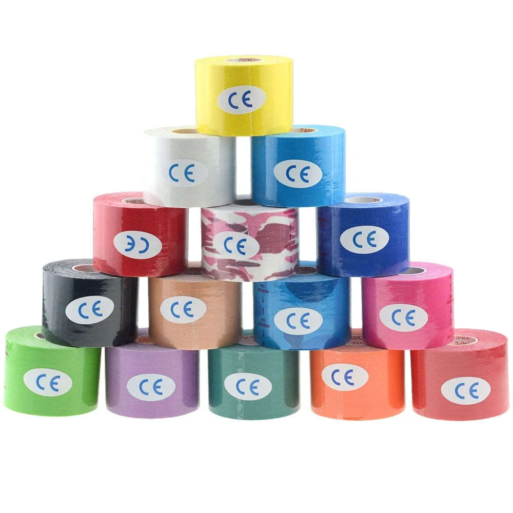 breathable cotton stretch fabric sport muscle kinesiology tape customized oem athletic tepe