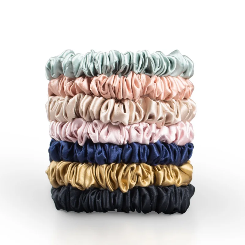 High Quality 1cm Width 100% Silk Hair Scrunchie Mulbery Silk Scrunchies For Hair