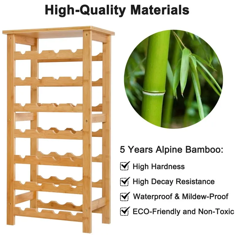 Amazon Brand New Bamboo Wine Rack Floor Wine Storage Rack 28 Bottles Holder Freestanding Display Rack