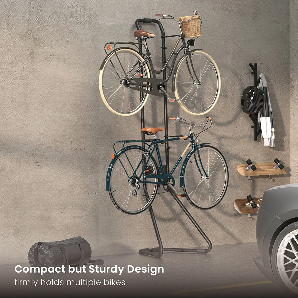 LBS-01 2 Bike Rack Garage Storage Gravity Wall Bike Stand Vertical Adjustable Bicycle Stand Holds