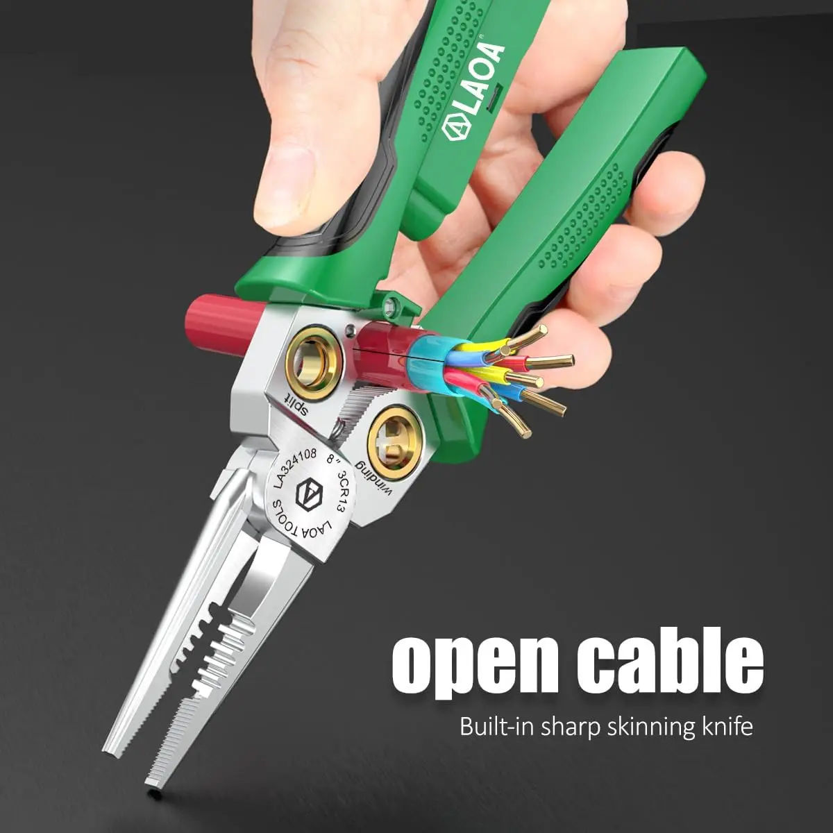 Wire Strippers with Electricity Measurement Function,8in1 Wire Stripping Pliers for Cutting and Pulling Wires, Cable Scissors