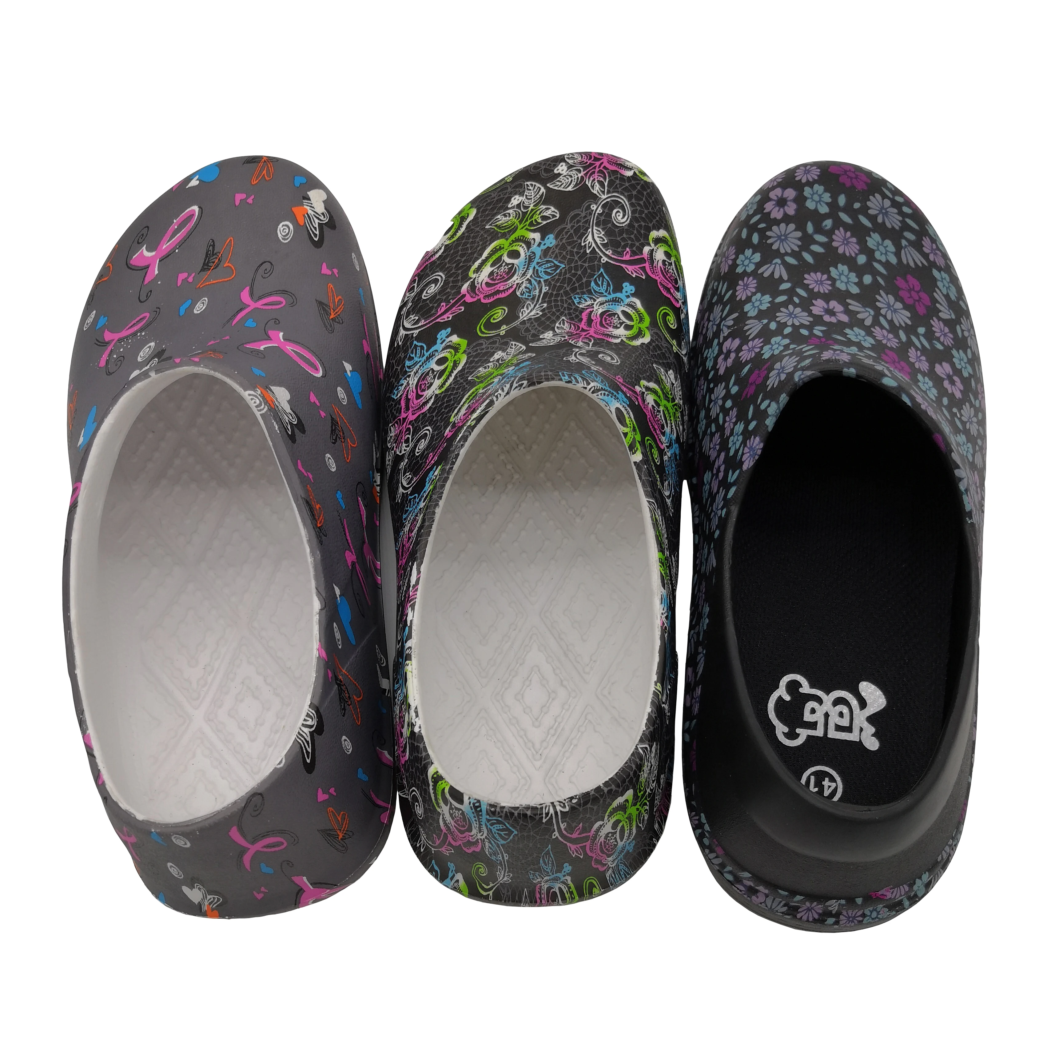 4 inch Height green EVA upper EVA RB Outsole Lightweight printed nurse shoes