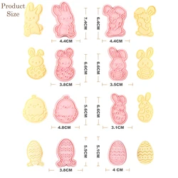 8Pcs/Set Easter Cookie Mold Egg Rabbit Biscuit Cutter Baking Tools Plunger Stamp Die Food Grade Plastic Fondant Cake Tools