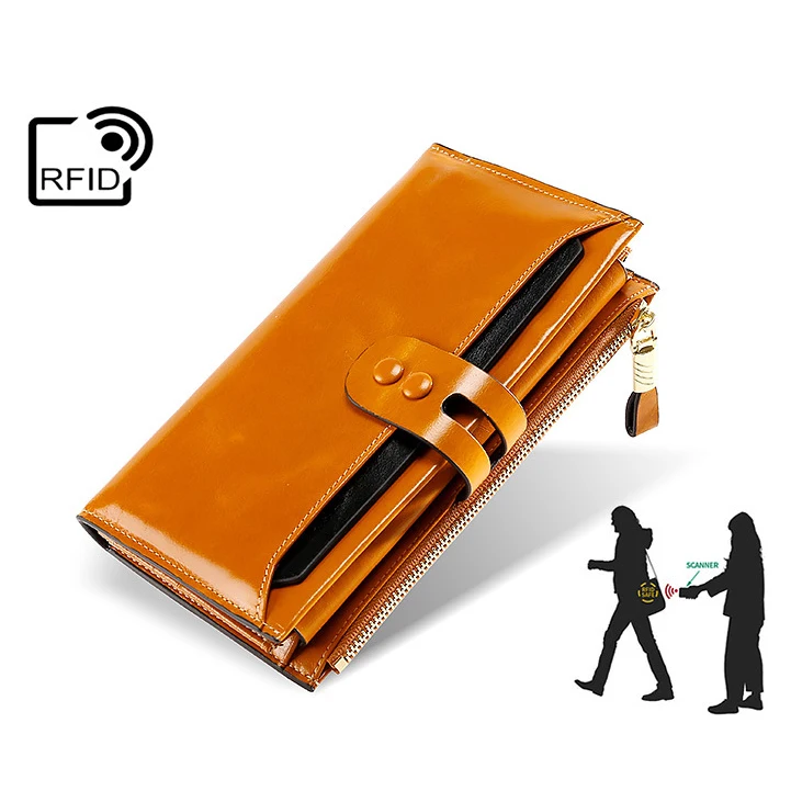JIANUO hot sale 2022 real cow leather rfid long wallet for women genuine leather