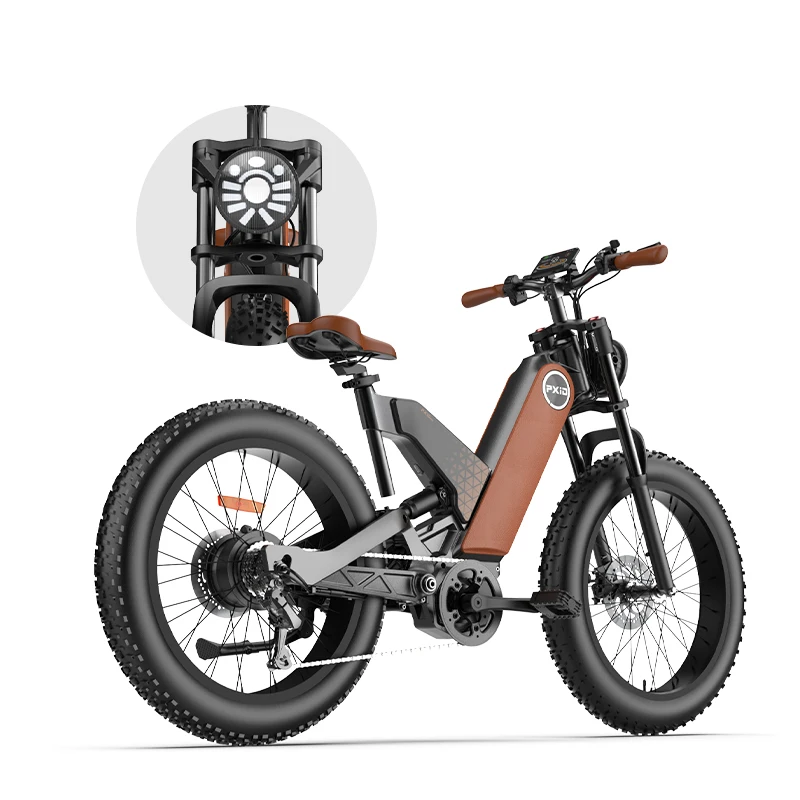 PXID 2022 Electric Bicycle Adult 2 Wheel 24*4 Inches Electronic Bike with 3 Modes Full Suspension E Commute Bike for Wholesale