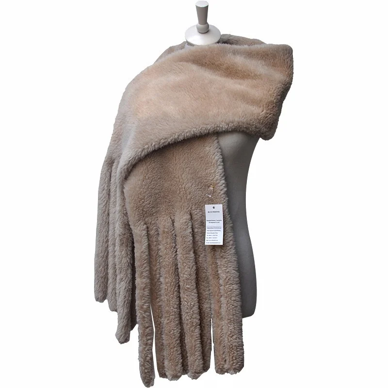 BLUE PHOENIX fox fur shawl 100% wool fur double side chunky winter warm Eco-friendly luxury long tassel