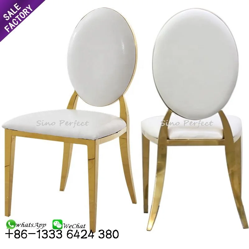 Wholesale Modern Stackable Stainless Steel Furniture Gold Oval Back Dining Chair