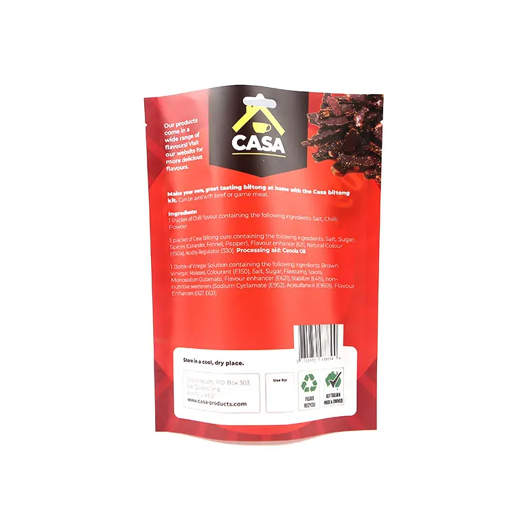 Custom Printed Reusable Vacuum Seal Zip Lock Dried Food Snack Biltong Beef Jerky Packaging Bags